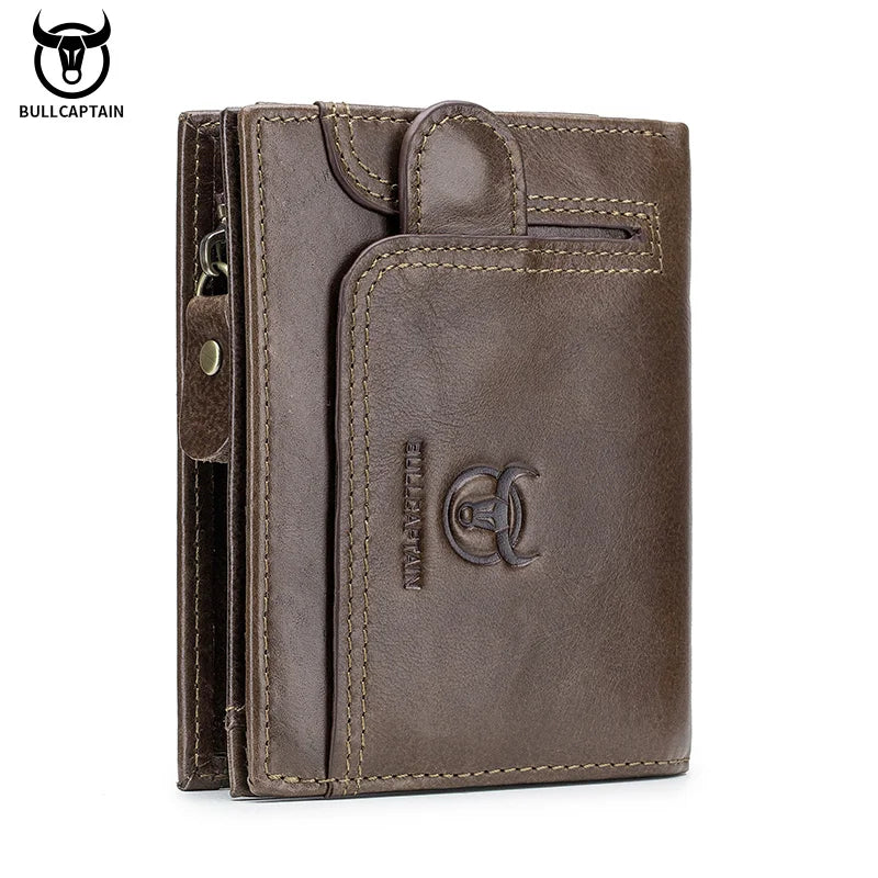 Portefeuille homme cuir véritable compact multifonction RFID avec rabat et zip — photo 7