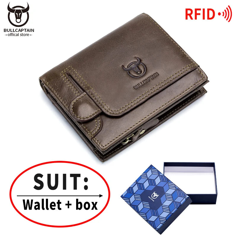 Portefeuille homme cuir véritable compact multifonction RFID avec rabat et zip — photo 9
