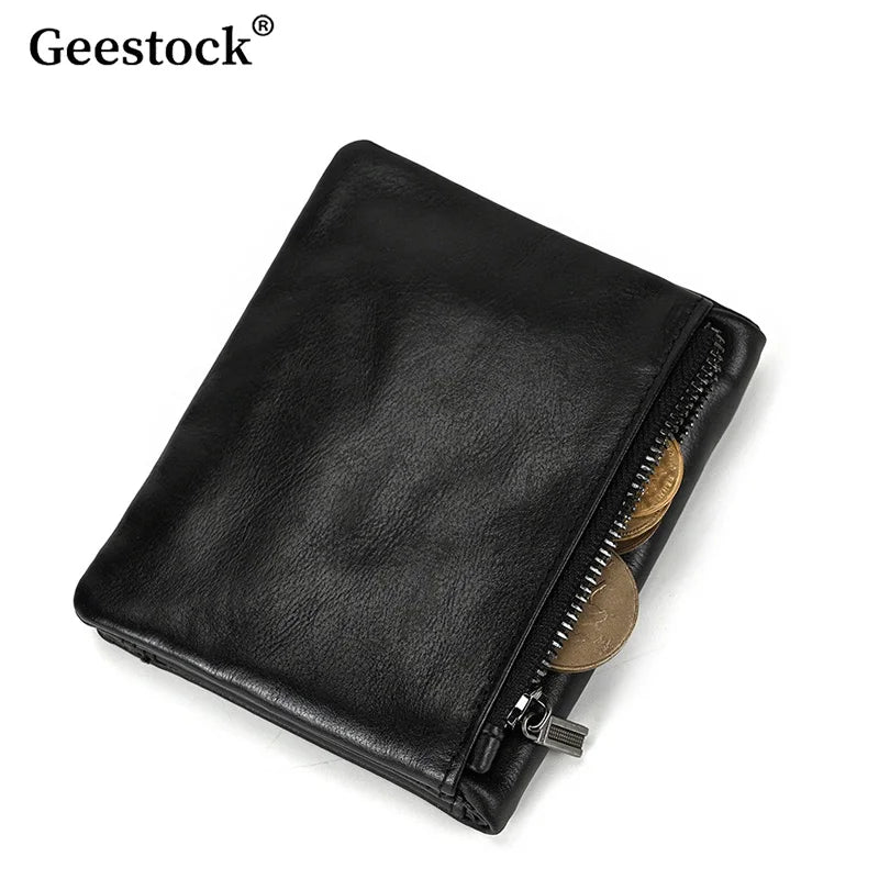 Portefeuille homme cuir véritable vintage RFID avec zip et porte-cartes compact — photo 3