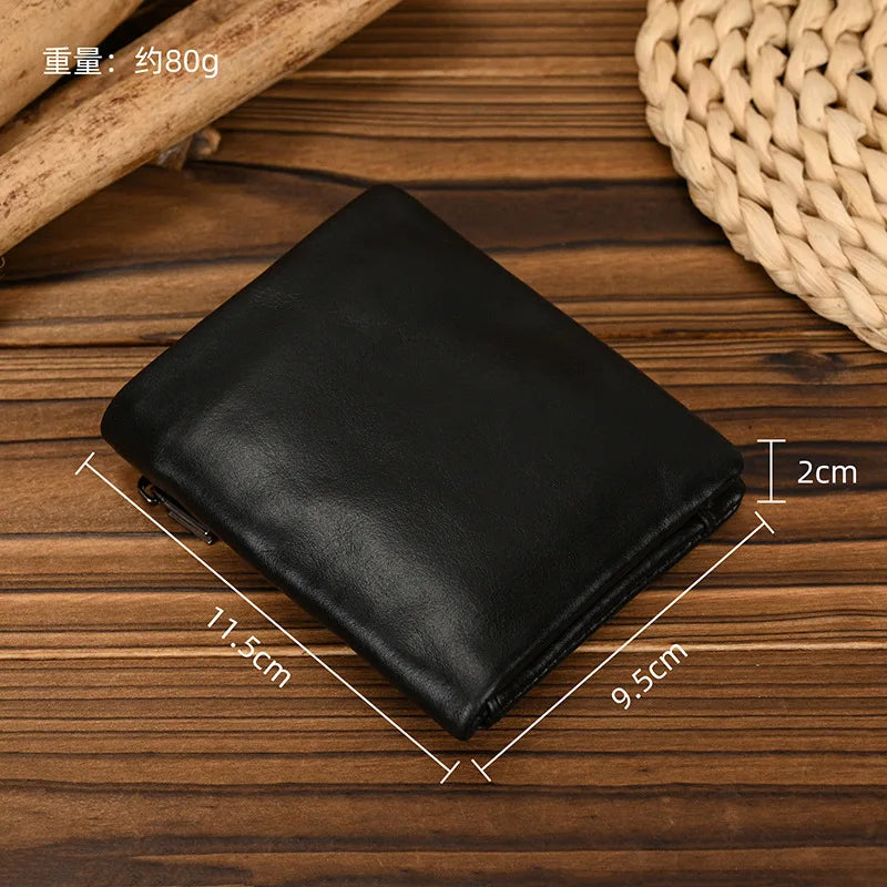 Portefeuille homme cuir véritable vintage RFID avec zip et porte-cartes compact — photo 4