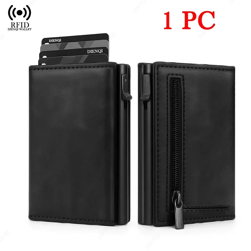 Portefeuille homme slim en cuir véritable avec porte-cartes pop-up RFID et compartiments — photo 5