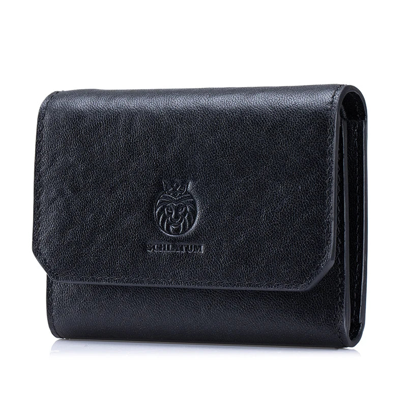 Portefeuille homme trifold en cuir véritable avec RFID, bouton pression et poche zippée — photo 4 Image
