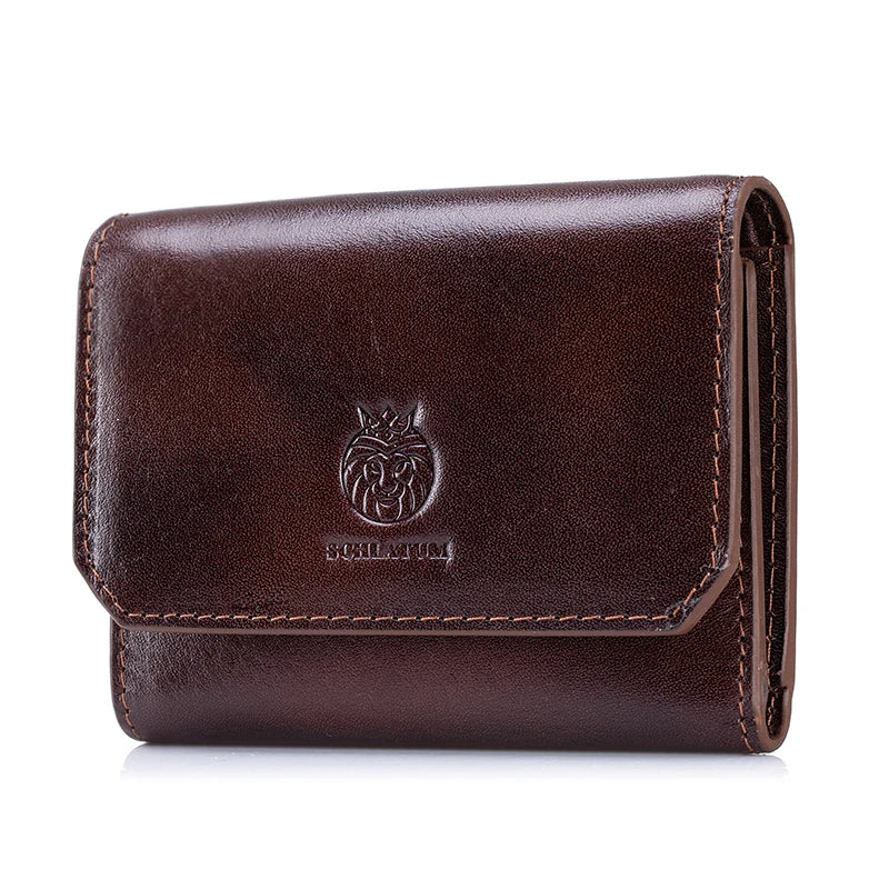 Portefeuille homme trifold en cuir véritable avec RFID, bouton pression et poche zippée — photo 6