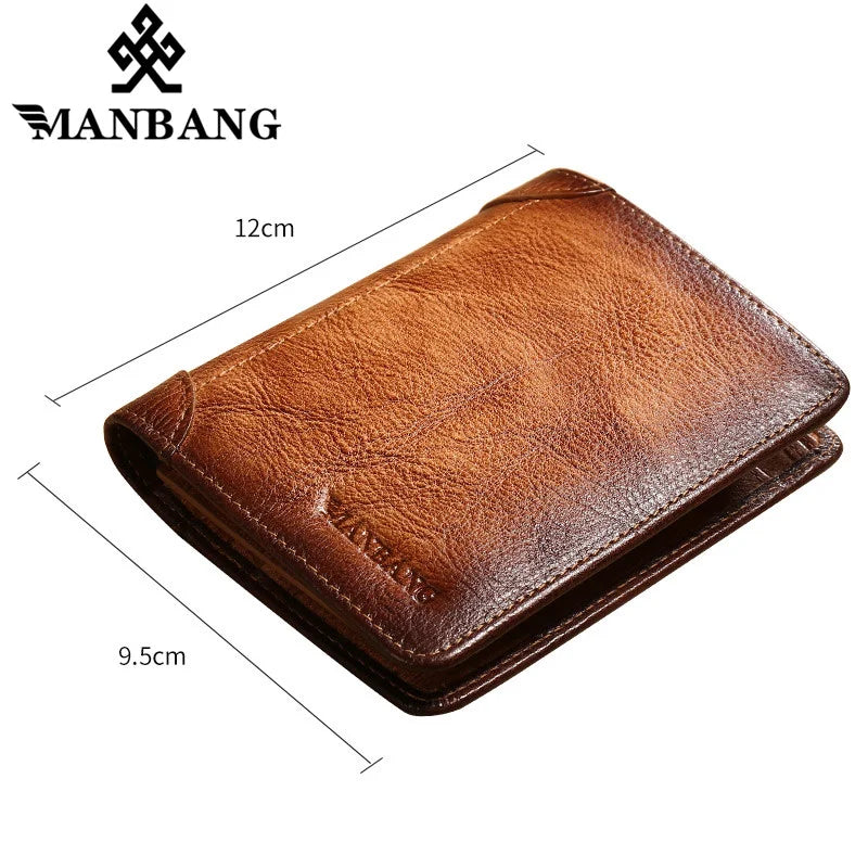Portefeuille homme cuir véritable trifold RFID avec porte-cartes et fenêtre ID — photo 6