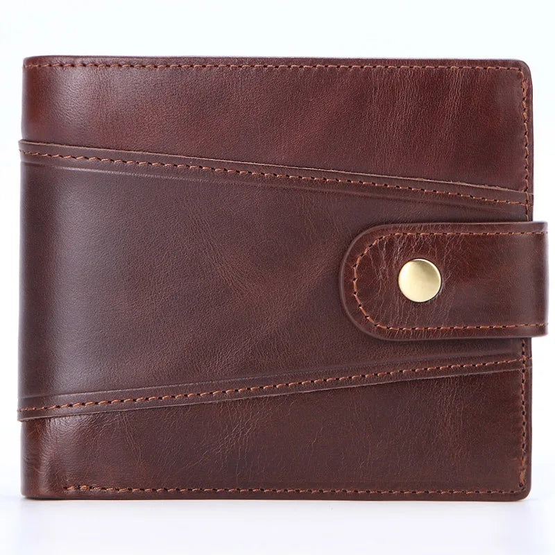 Portefeuille homme cuir véritable vintage avec zip RFID et porte-cartes multifonction — photo 1