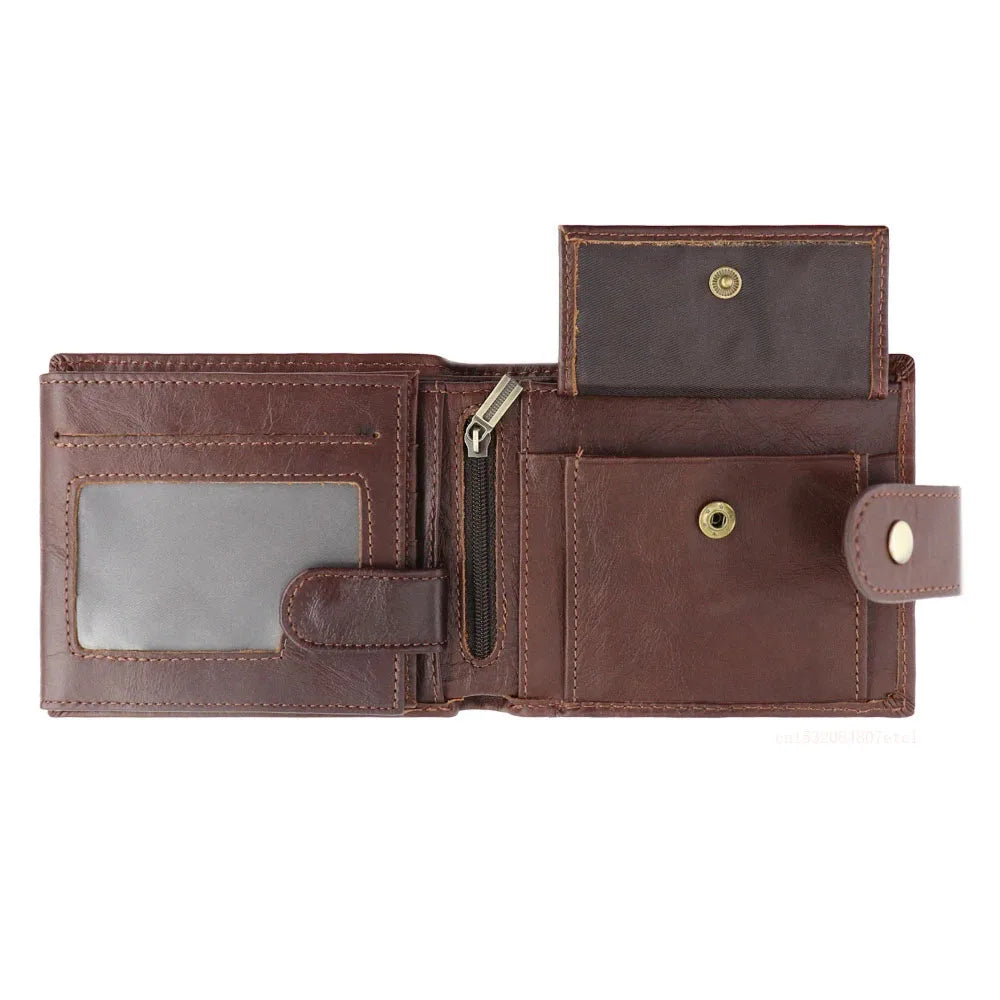 Portefeuille homme cuir véritable vintage avec zip RFID et porte-cartes multifonction — photo 2