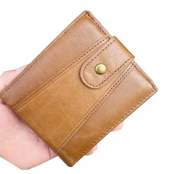 Portefeuille homme cuir véritable vintage avec zip RFID et porte-cartes multifonction — photo 7 Image