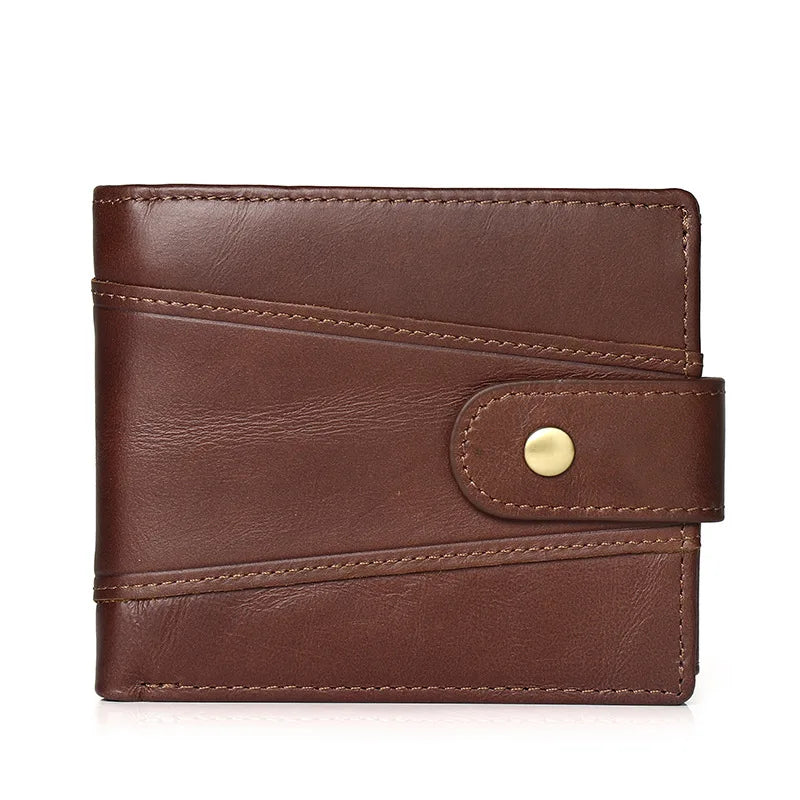 Portefeuille homme cuir véritable vintage avec zip RFID et porte-cartes multifonction — photo 9 Image