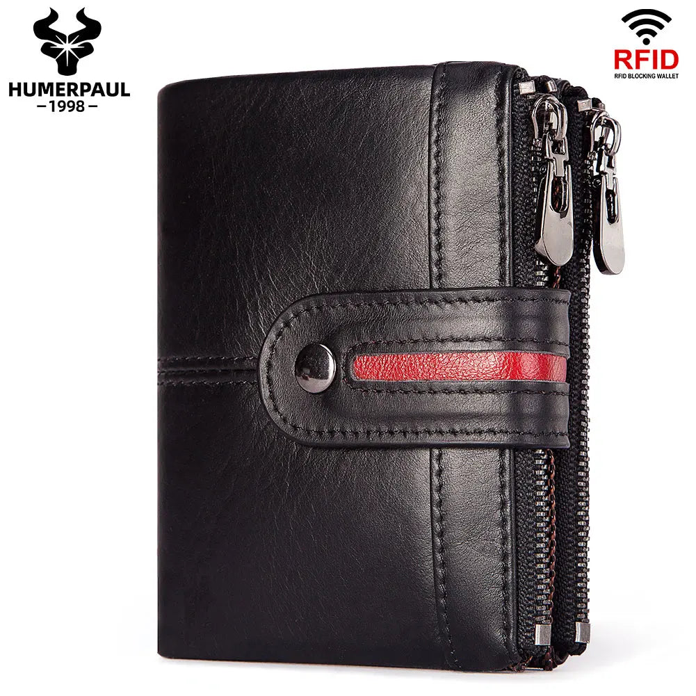 Portefeuille en Cuir Véritable pour Homme avec Protection RFID et Fermeture à Zip – Modèle Court — photo 3