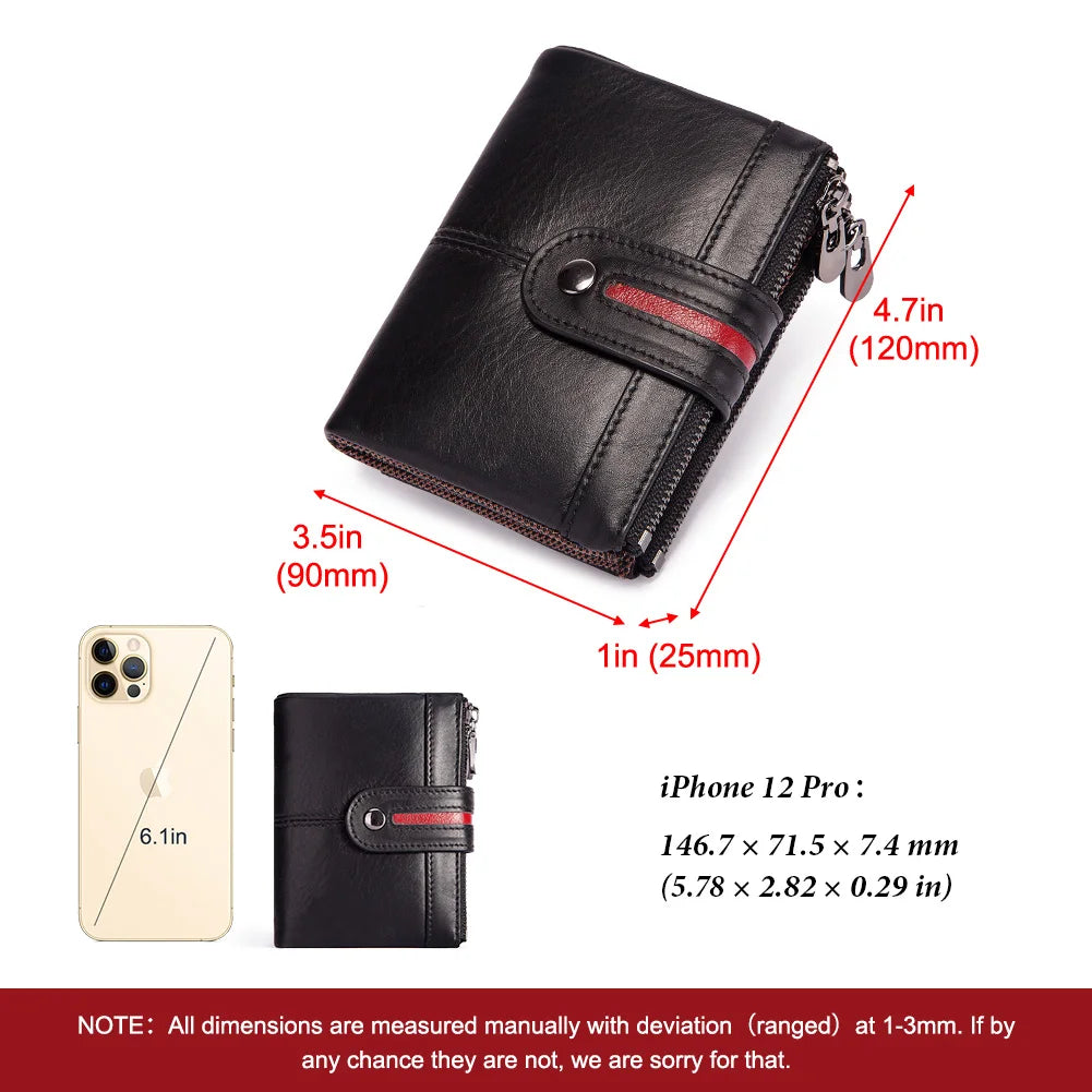 Portefeuille en Cuir Véritable pour Homme avec Protection RFID et Fermeture à Zip – Modèle Court — photo 5