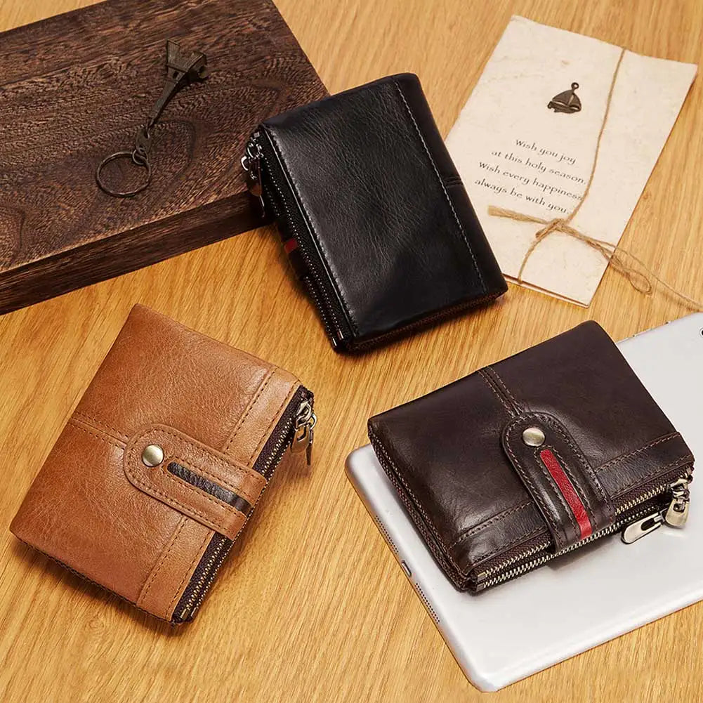 Portefeuille en Cuir Véritable pour Homme avec Protection RFID et Fermeture à Zip – Modèle Court — photo 6