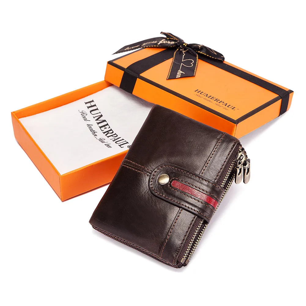 Portefeuille en Cuir Véritable pour Homme avec Protection RFID et Fermeture à Zip – Modèle Court — photo 8