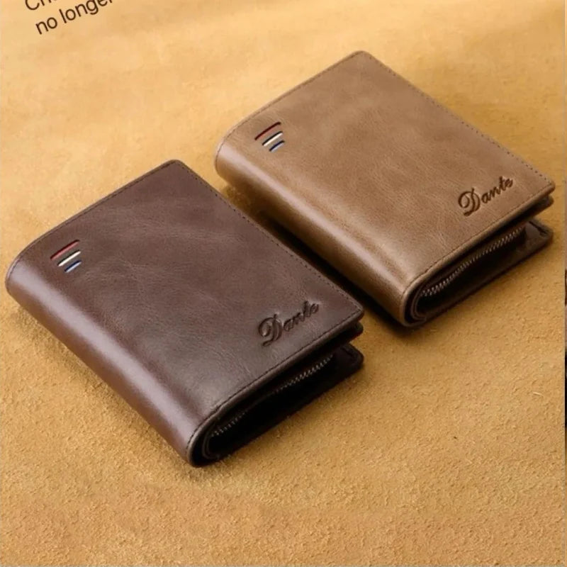 Portefeuille homme en cuir véritable grande capacité avec zip et protection RFID intégrée — photo 3