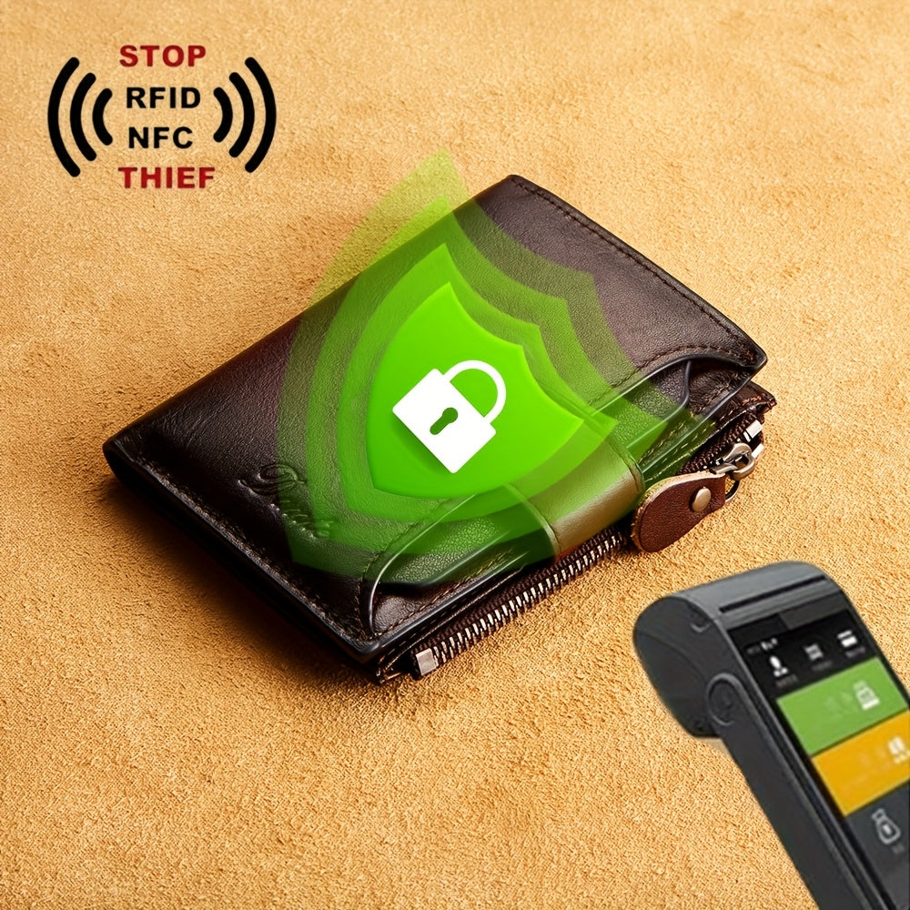 Portefeuille homme vertical, tiroir à cartes amovible RFID