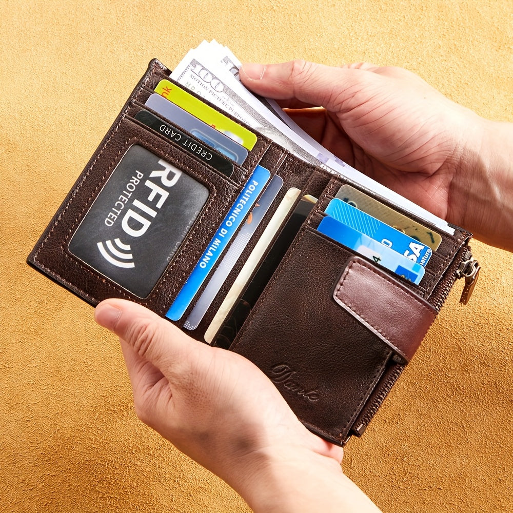 Portefeuille homme vertical, tiroir à cartes amovible RFID