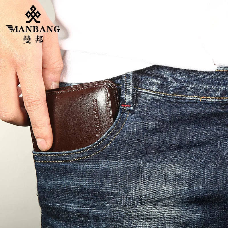 Portefeuille homme cuir véritable trifold compact grande capacité avec porte-cartes — photo 5