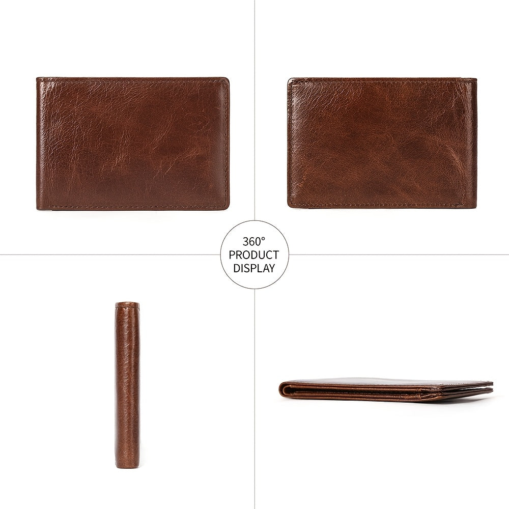 Portefeuille homme en cuir de vachette, 8 cartes et photo