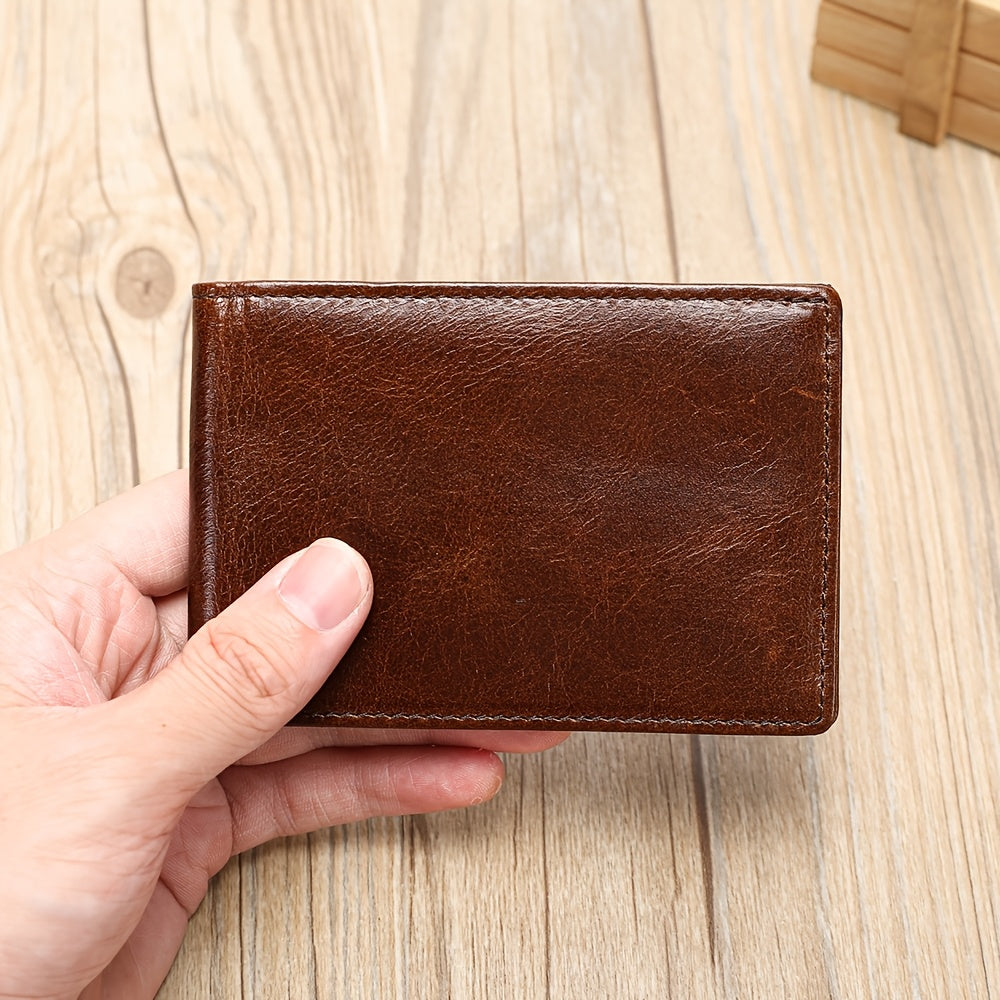 Portefeuille homme en cuir de vachette, 8 cartes et photo