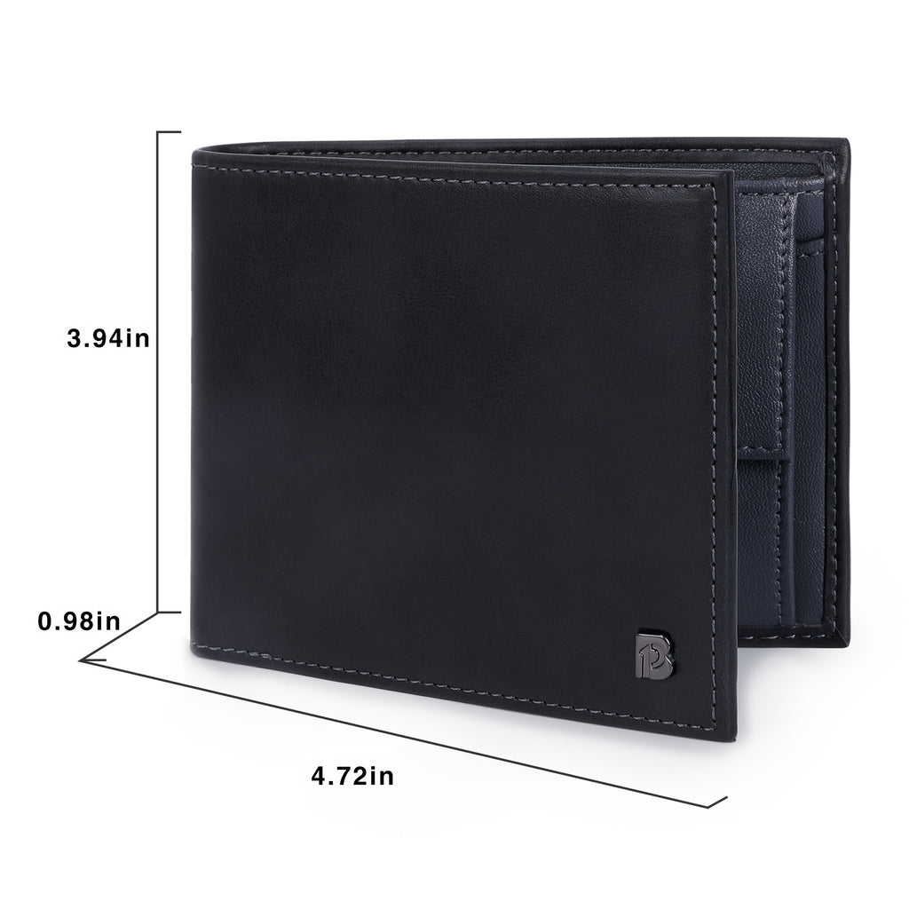Portefeuille homme cuir de vachette anti-RFID poche monnaie