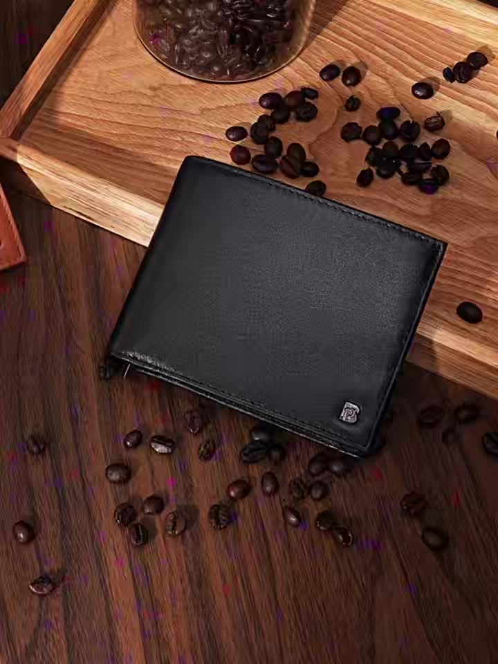 Portefeuille homme cuir de vachette anti-RFID poche monnaie