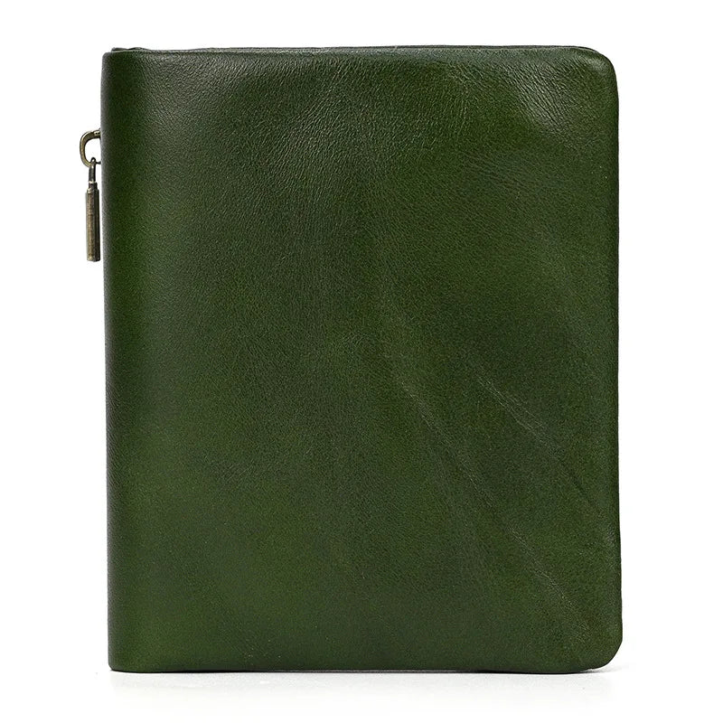 Portefeuille court bifold en cuir de vachette véritable avec porte-monnaie zippé pour homme — photo 6