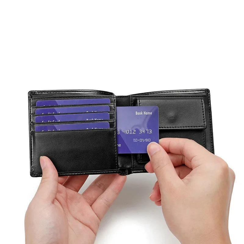 Portefeuille homme cuir véritable bifold compact avec porte-cartes et porte-monnaie — photo 3