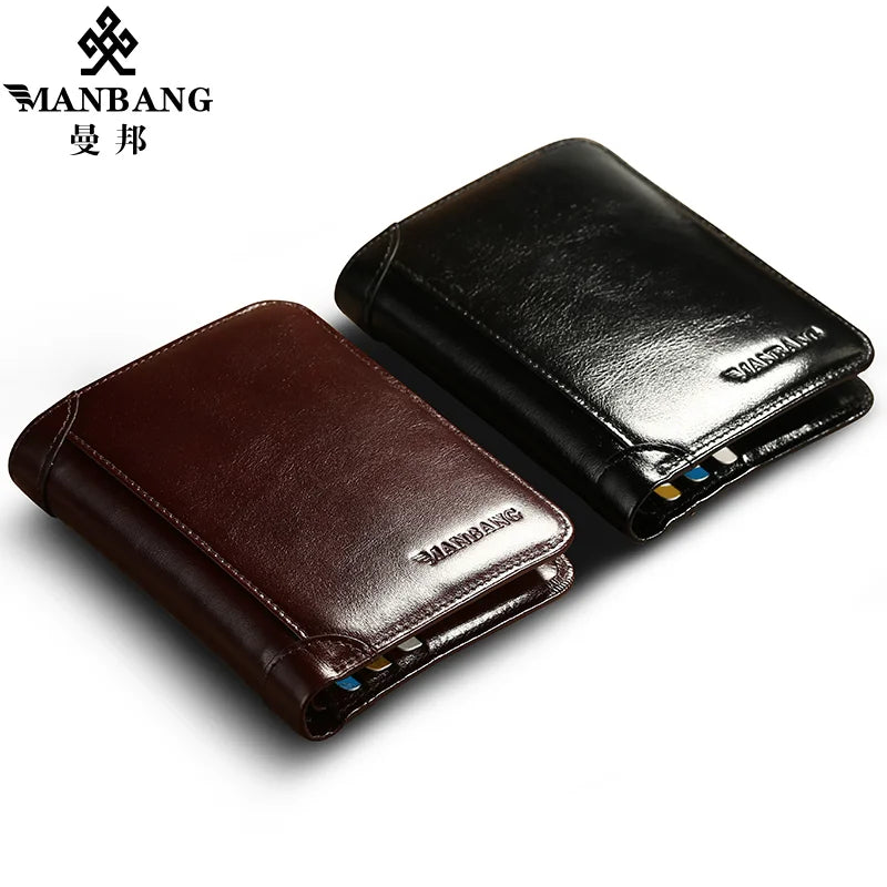 Portefeuille homme en cuir véritable compact sans zip avec porte-cartes élégant — photo 4