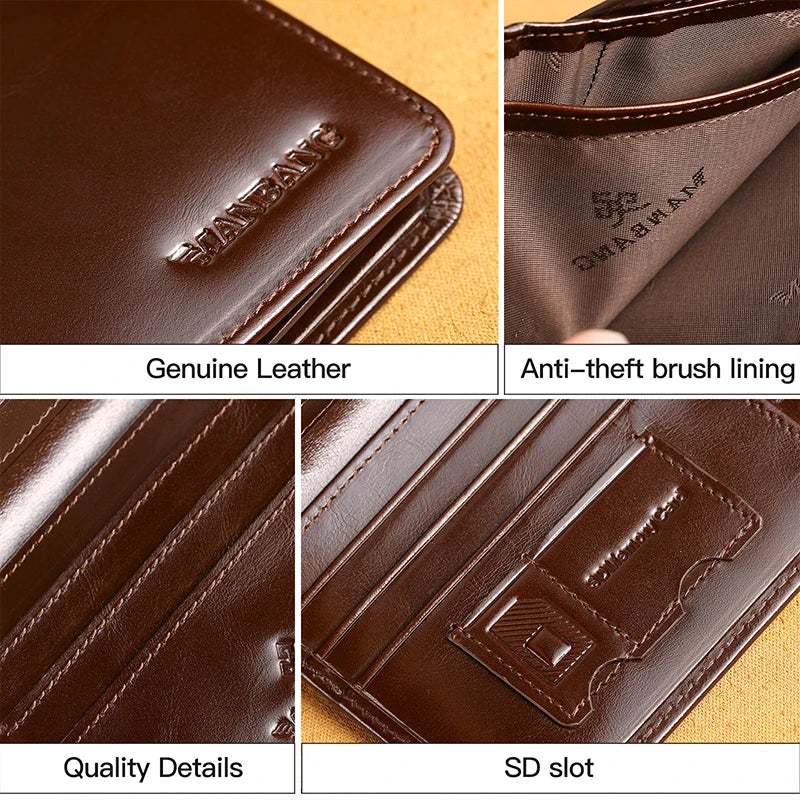 Portefeuille homme en cuir véritable compact sans zip avec porte-cartes élégant — photo 5