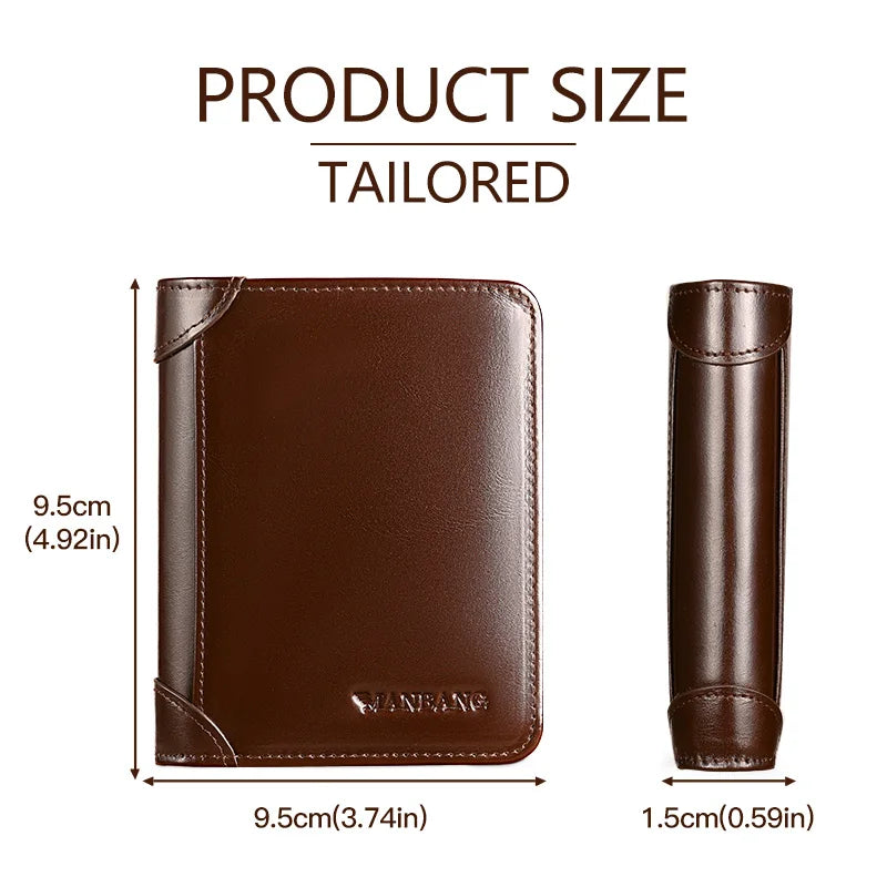 Portefeuille homme en cuir véritable compact sans zip avec porte-cartes élégant — photo 6