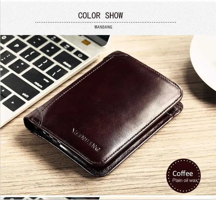 Portefeuille homme en cuir véritable compact sans zip avec porte-cartes élégant — photo 7