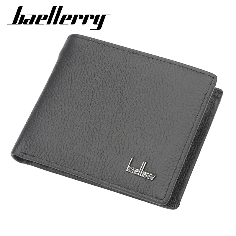 Portefeuille homme cuir véritable compact avec porte-cartes et bouton pression — photo 2