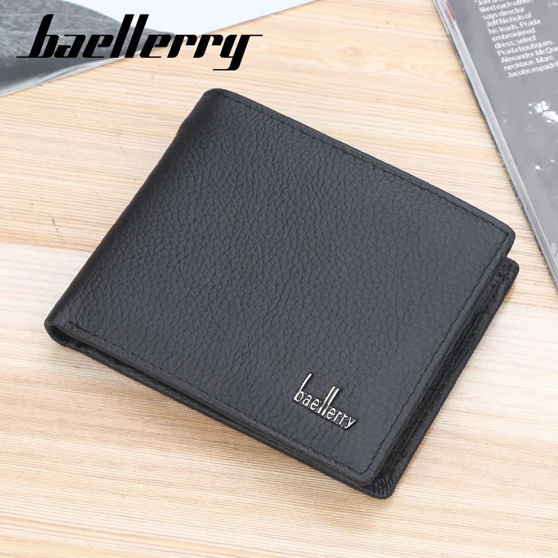 Portefeuille homme cuir véritable compact avec porte-cartes et bouton pression — photo 3