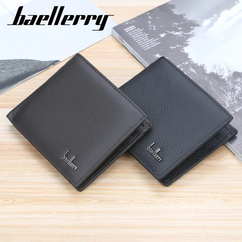 Portefeuille homme cuir véritable compact avec porte-cartes et bouton pression — photo 4 Image