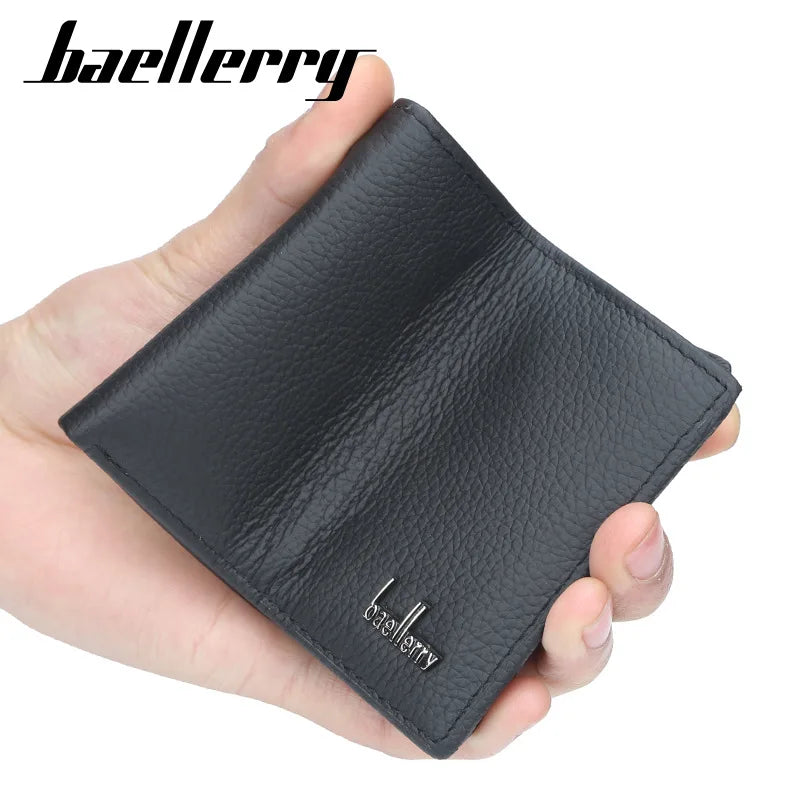 Portefeuille homme cuir véritable compact avec porte-cartes et bouton pression — photo 5 Image