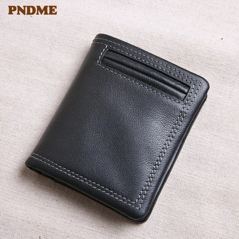 Portefeuille homme cuir véritable compact noir avec porte-cartes et compartiments — photo 3