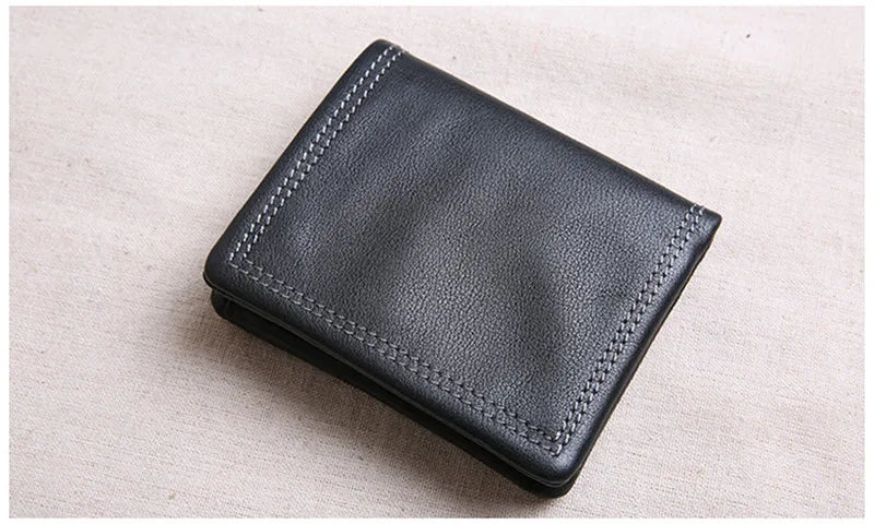 Portefeuille homme cuir véritable compact noir avec porte-cartes et compartiments — photo 5