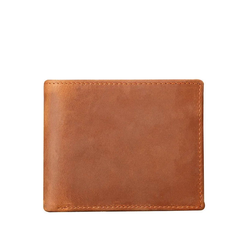 Portefeuille homme en cuir véritable crazy horse avec protection rfid et porte-monnaie — photo 3