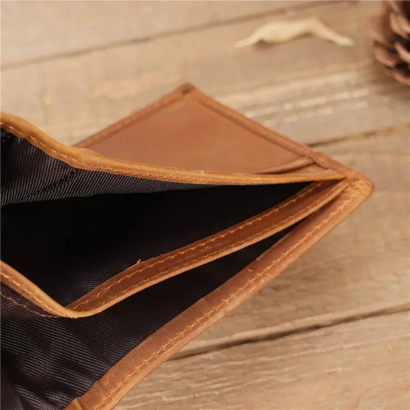 Portefeuille homme en cuir véritable crazy horse avec protection rfid et porte-monnaie — photo 5