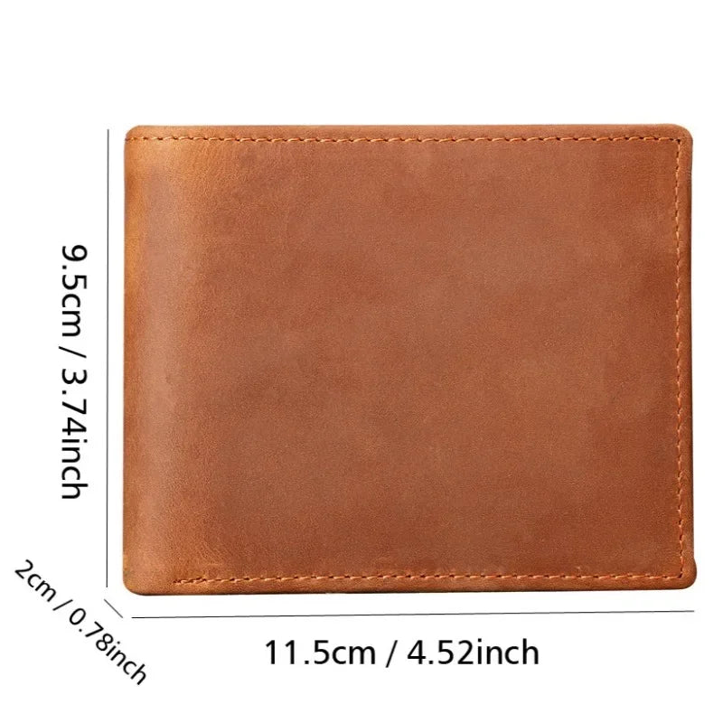 Portefeuille homme en cuir véritable crazy horse avec protection rfid et porte-monnaie — photo 6
