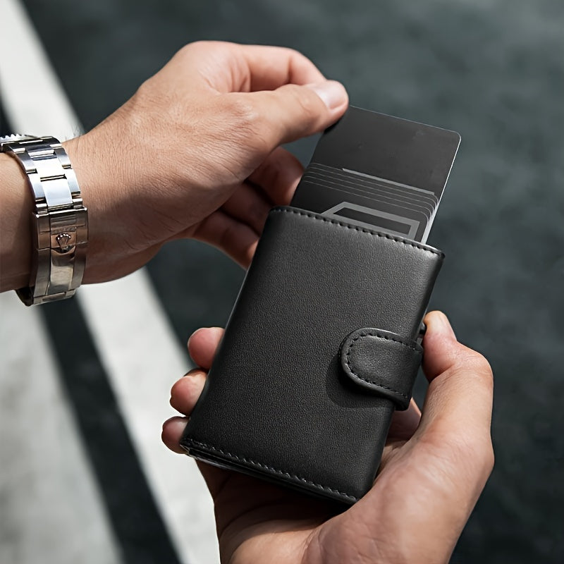 Portefeuille homme cuir véritable à éjection de cartes RFID