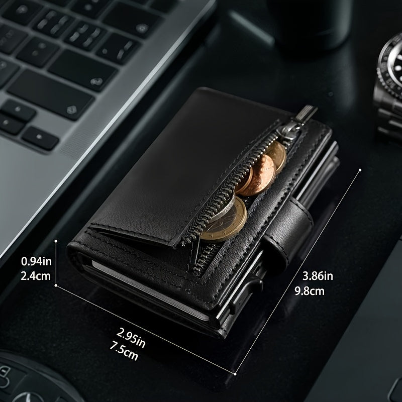 Portefeuille homme cuir véritable à éjection de cartes RFID
