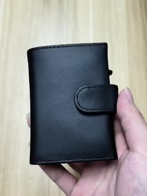Portefeuille homme cuir véritable à éjection de cartes RFID