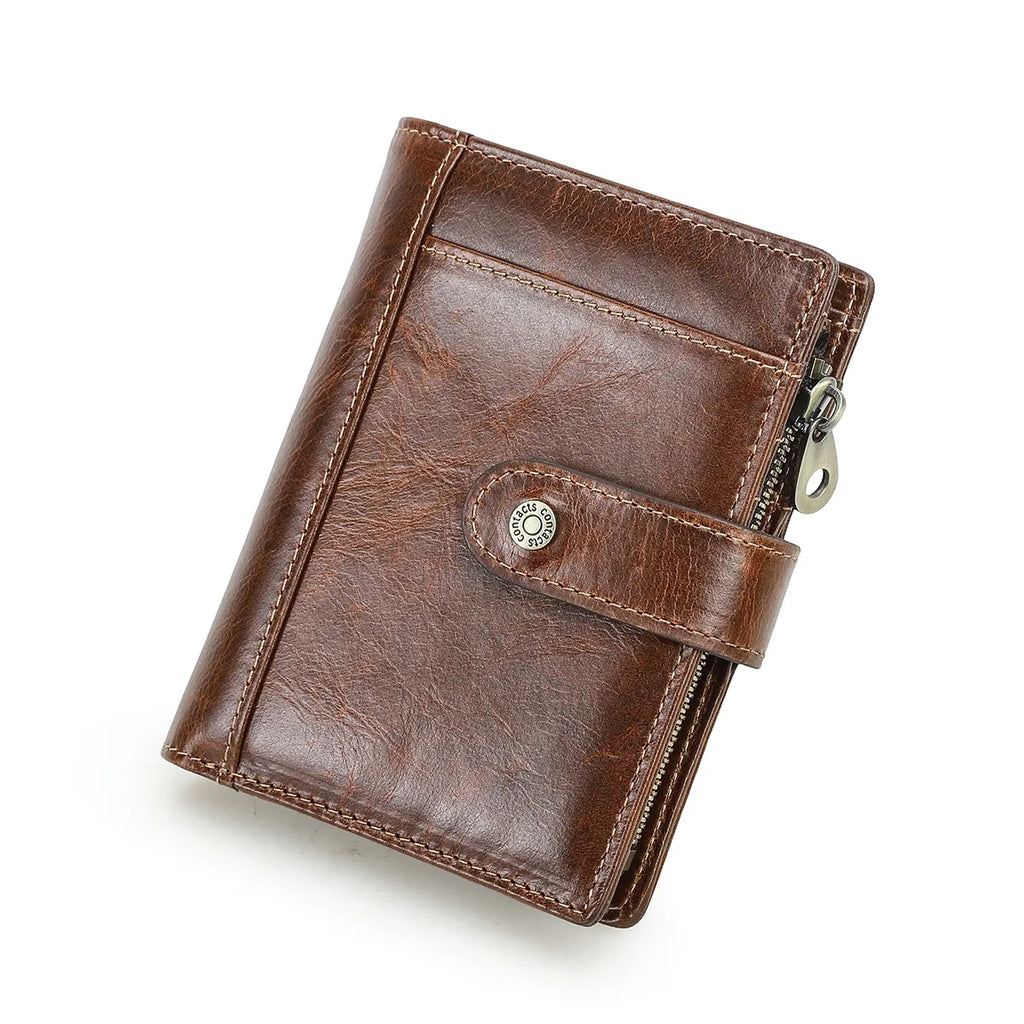 Portefeuille homme en cuir véritable pleine fleur avec porte-monnaie zippé — photo 5