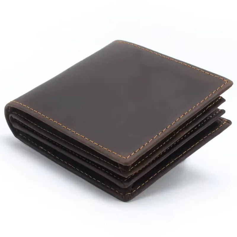 Portefeuille homme rétro en cuir véritable avec protection rfid et design minimaliste — photo 1