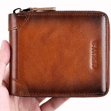 Portefeuille homme en cuir véritable avec protection RFID et fermeture éclair — photo 2