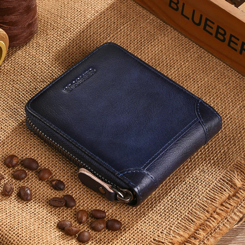 Portefeuille homme en cuir véritable avec protection RFID et fermeture éclair — photo 5