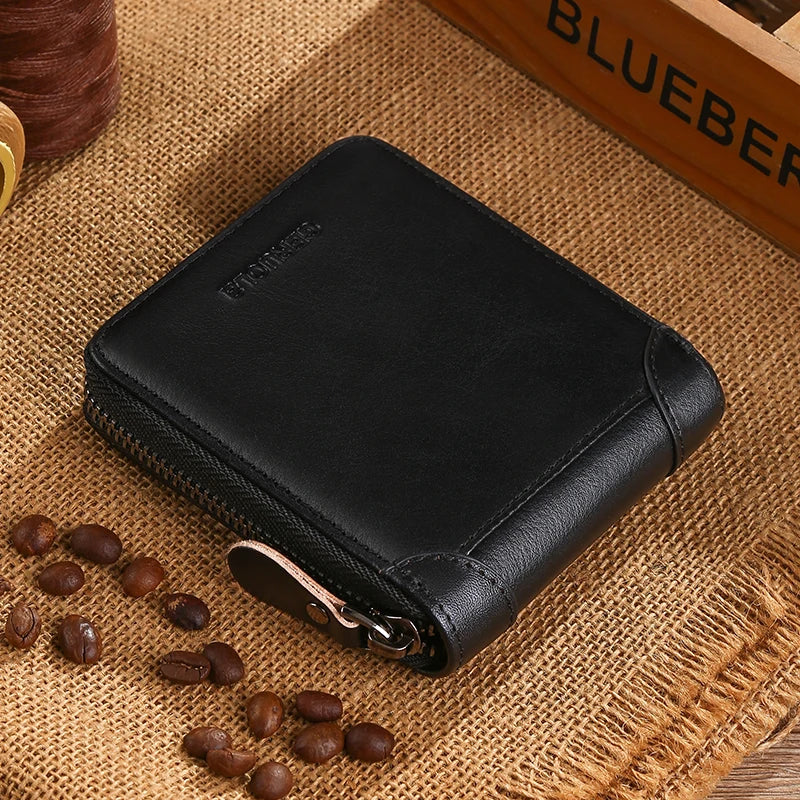 Portefeuille homme en cuir véritable avec protection RFID et fermeture éclair — photo 6
