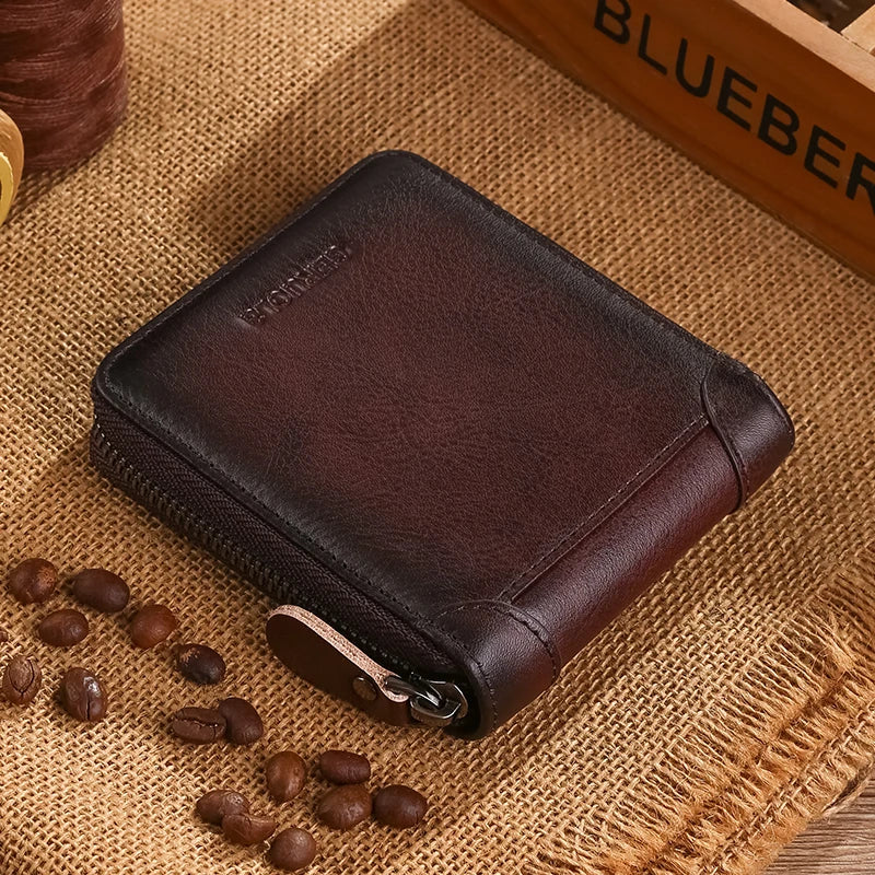 Portefeuille homme en cuir véritable avec protection RFID et fermeture éclair — photo 7 Image