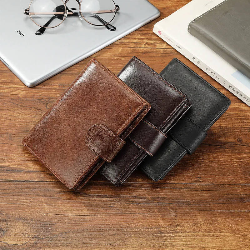 Portefeuille Homme en Cuir de Vachette Véritable 100% avec Protection RFID et Style Vintage — photo 3 Image