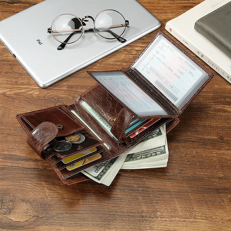 Portefeuille Homme en Cuir de Vachette Véritable 100% avec Protection RFID et Style Vintage — photo 4